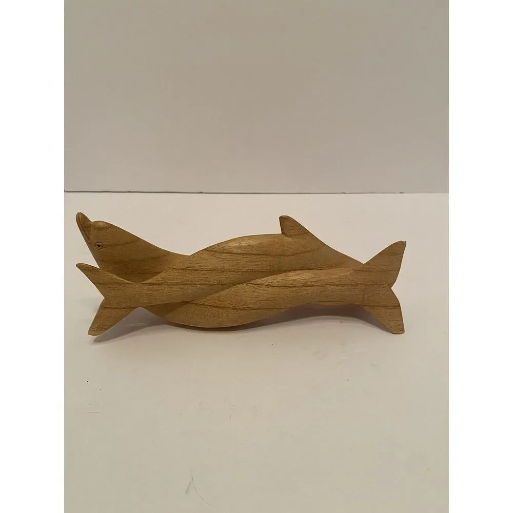Twisted Dancing Dolphins Solid Wood‎ Figurine 8
